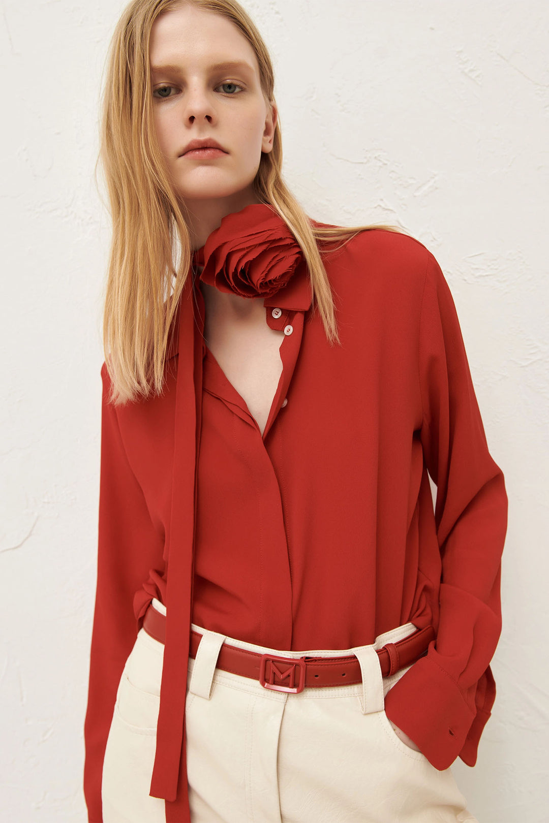 Marella Pressa 2423506036200 Red Leather Belt - Olivia Grace Fashion