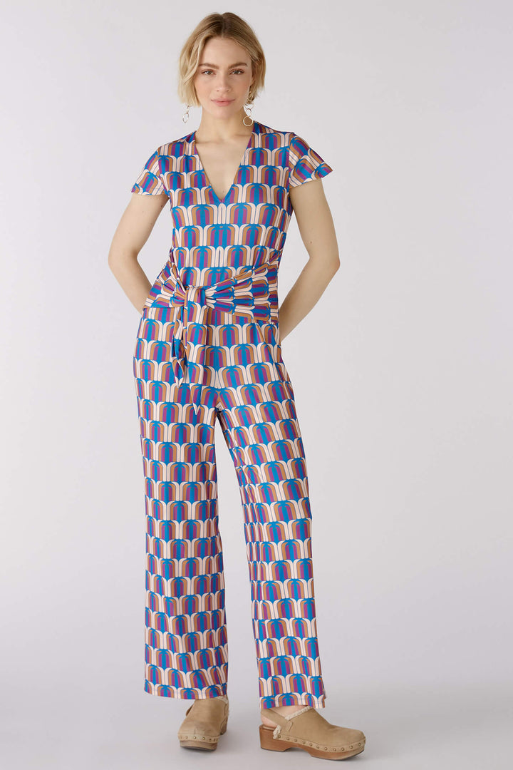 Oui 79212 Blue Lilac Print Jumpsuit - Olivia Grace Fashion
