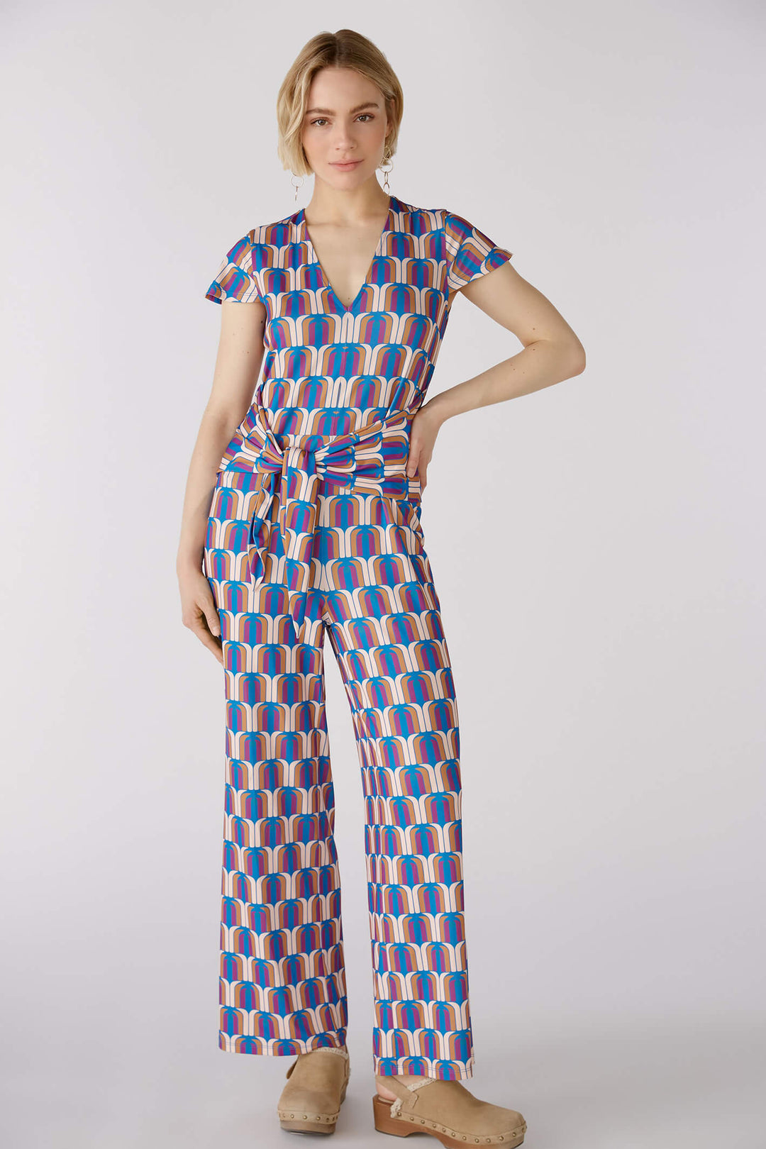 Oui 79212 Blue Lilac Print Jumpsuit - Olivia Grace Fashion