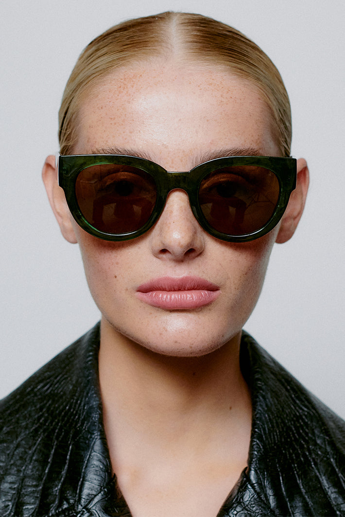 A.Kjaerbede Lilly KL2215 Green Marble Transparent Sunglasses - Olivia Grace Fashion