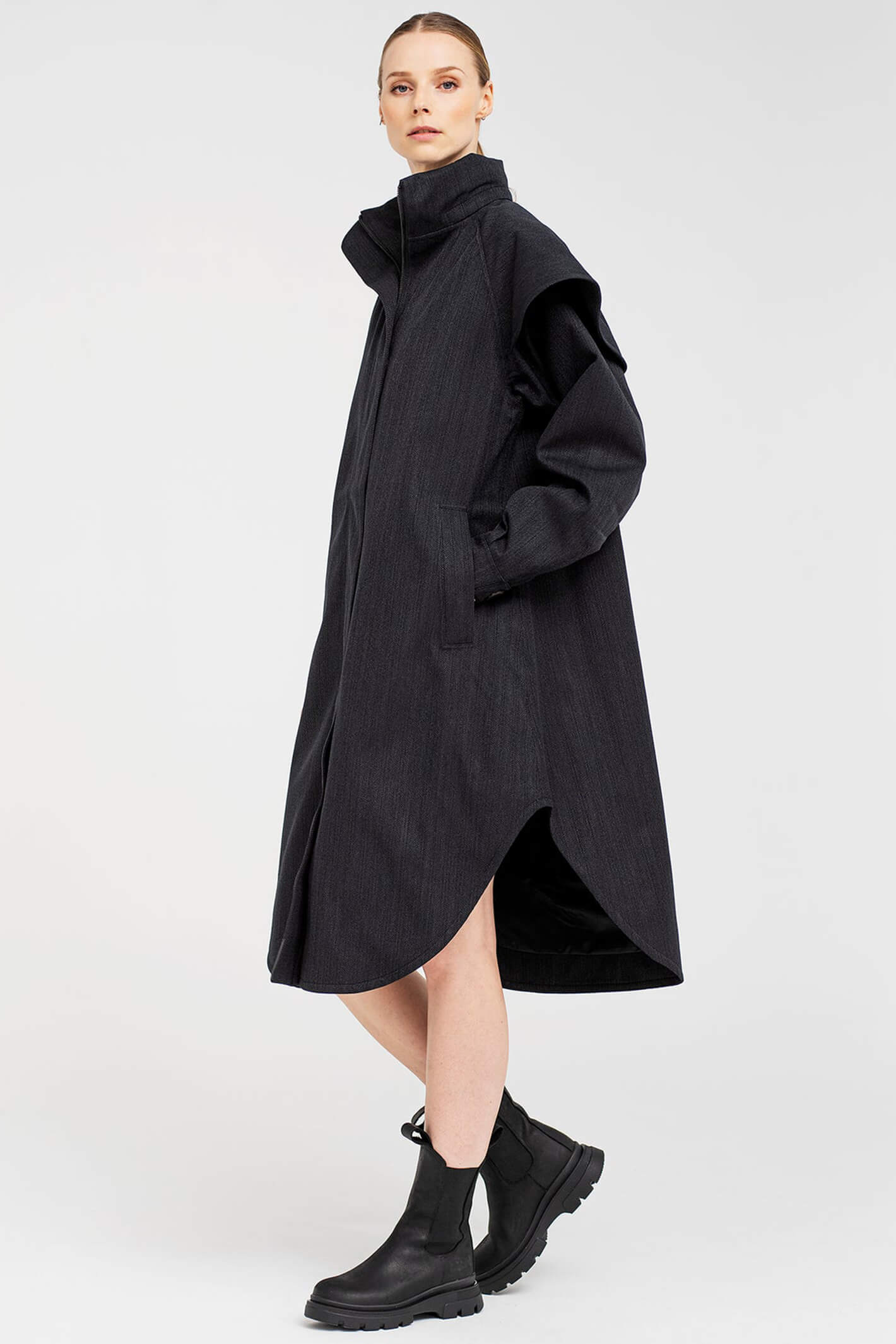BRGN 15034L2 097 Black Tweed Tyfon Waterproof Raincoat