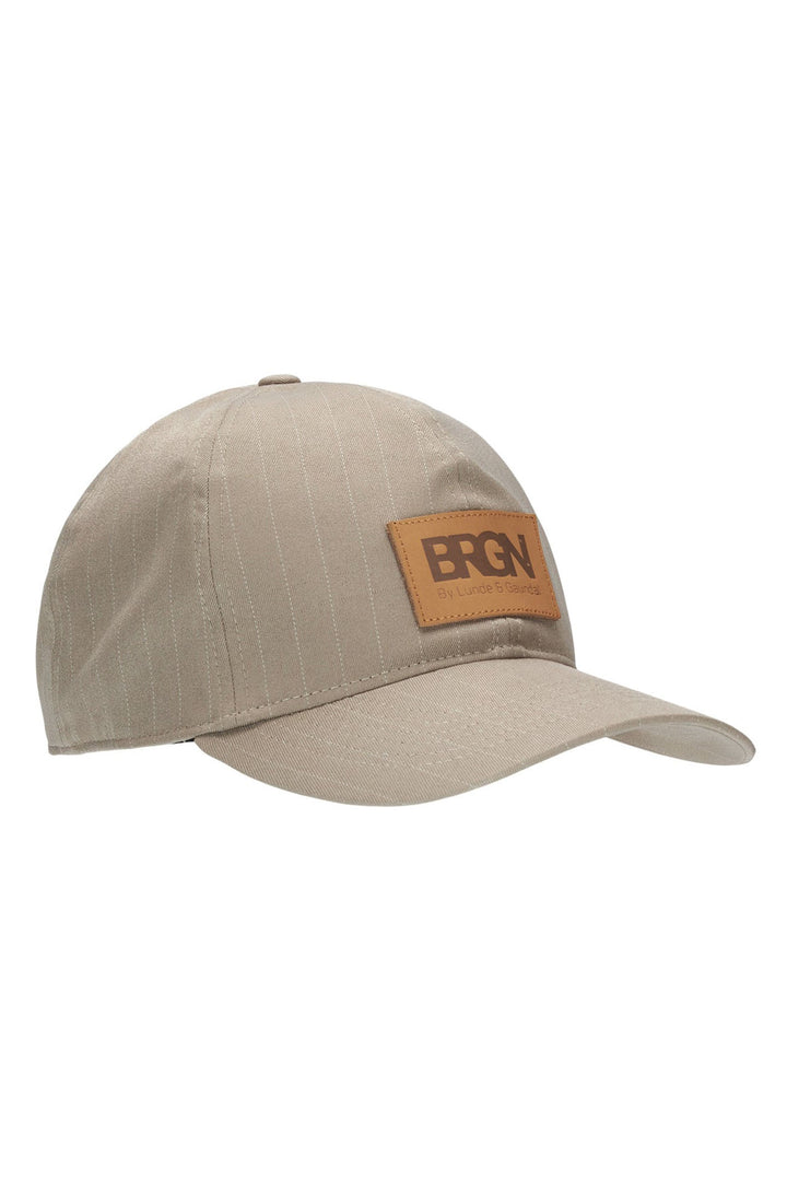 BRGN Solregn Baseball Cap Taupe Pinstripe 37001X2 139 - Olivia Grace Fashion