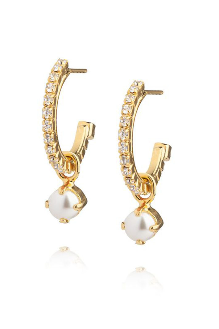 Caroline Svedbom Bella Loop Earrings Gold 101196108201 Pearl Crystal - Olivia Grace Fashion