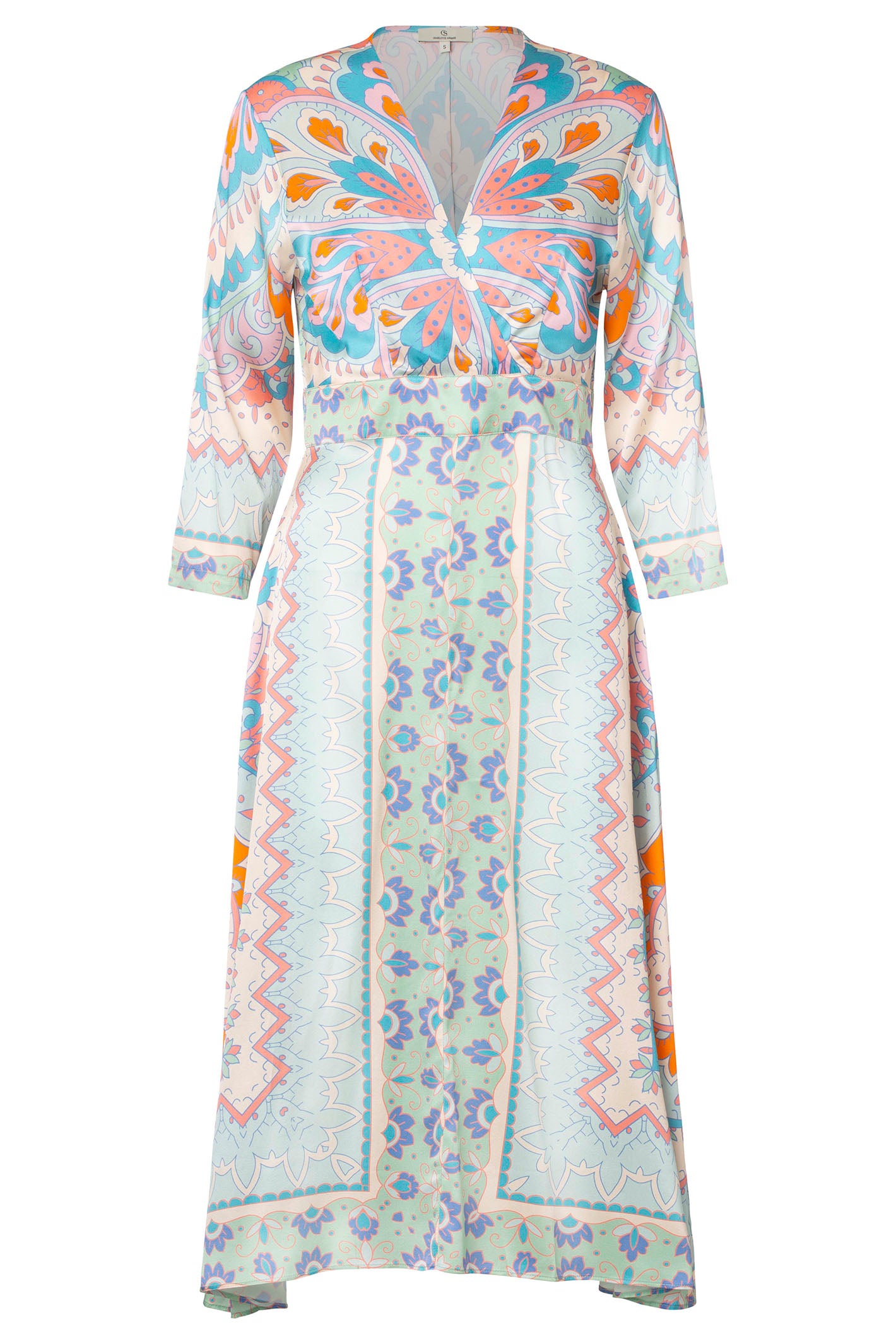 Charlotte Sparre 3143 Springtime Light Blue Square Print Dress