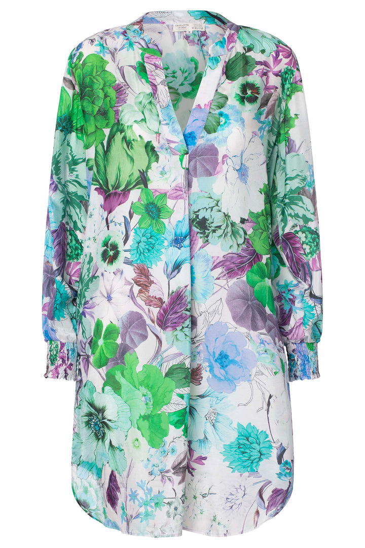 Charlotte Sparre 3168 Evy Green Floral Print Tunic Dress – Olivia Grace ...