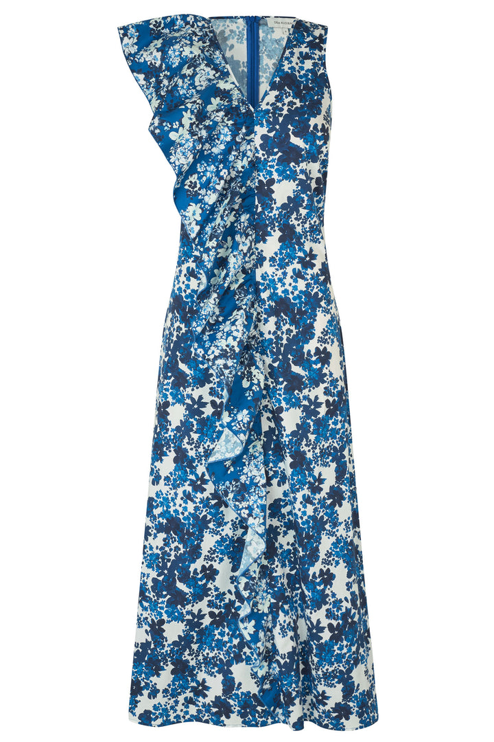 Dea Kubidal TheaDEA Dress With Flounce Detail Blue Floral Print 0150125