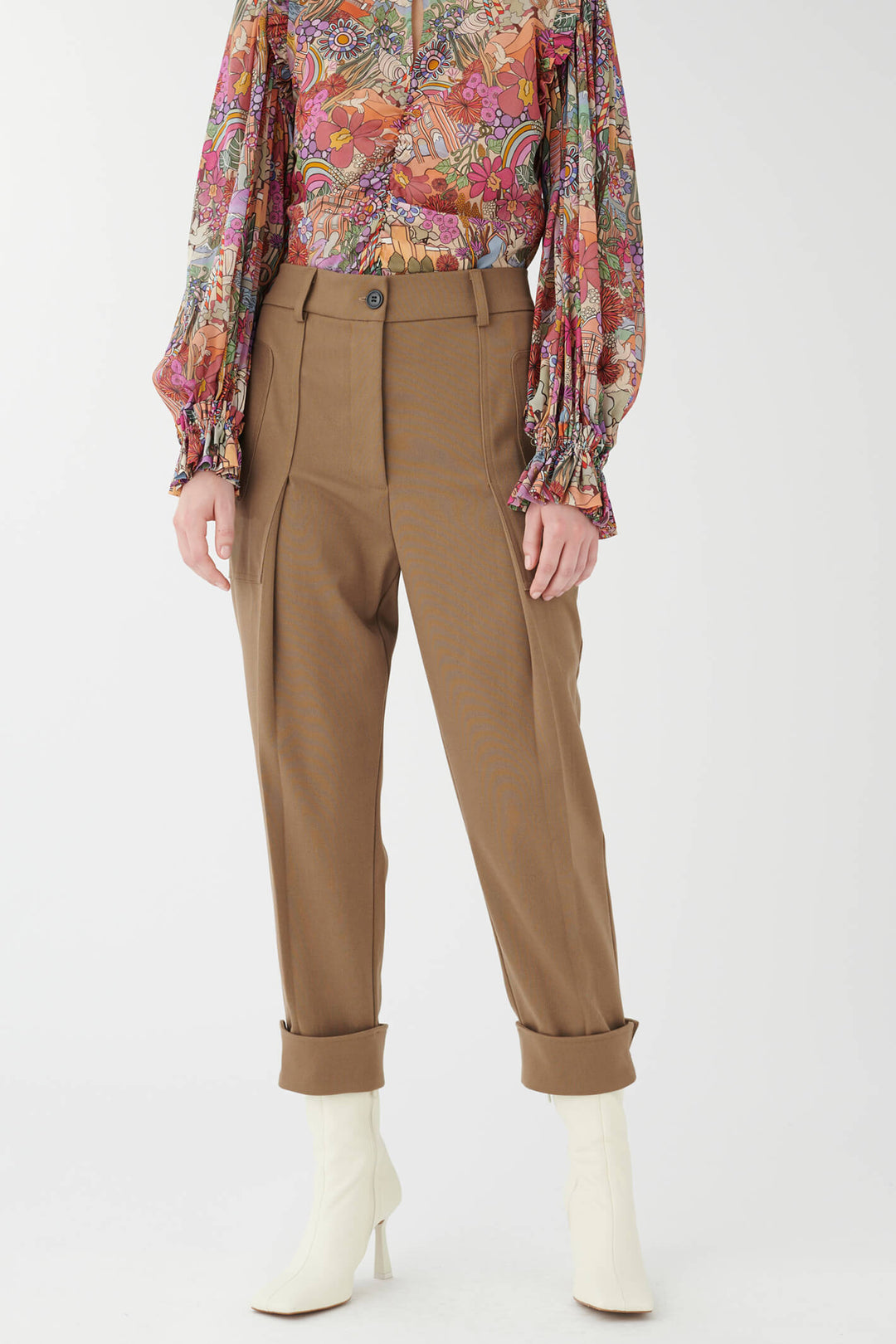 Dea Kudibal 0320723 Cargoni Mink Brown Pleat Trousers - Olivia Grace Fashion