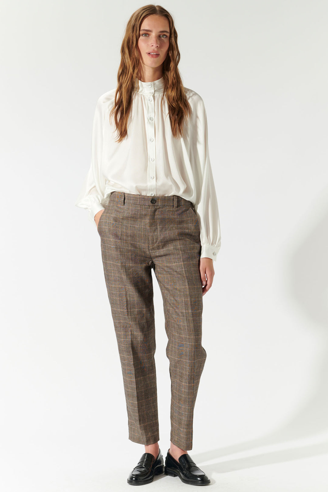 Dea Kudibal Arieldea Cropped Trousers Brown Spring Check 1391024 5819 - Olivia Grace Fashion