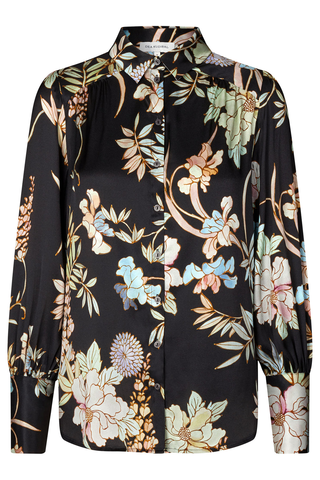 Dea Kudibal Cadencedea Mimosa Print Silk Shirt Black Puff Sleeves 1940724 5815 - Olivia Grace Fashion