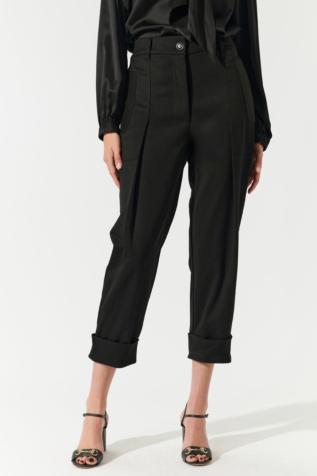Dea Kudibal Cargonidea Trousers Black Pleat Detail 2660724 1000 - Olivia Grace Fashion