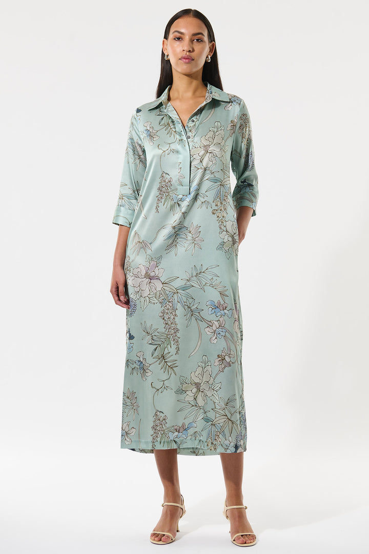 Dea Kudibal HermineDEA Mirabella Green Silk Shirt Dress 1430125 - Olivia Grace Fashion