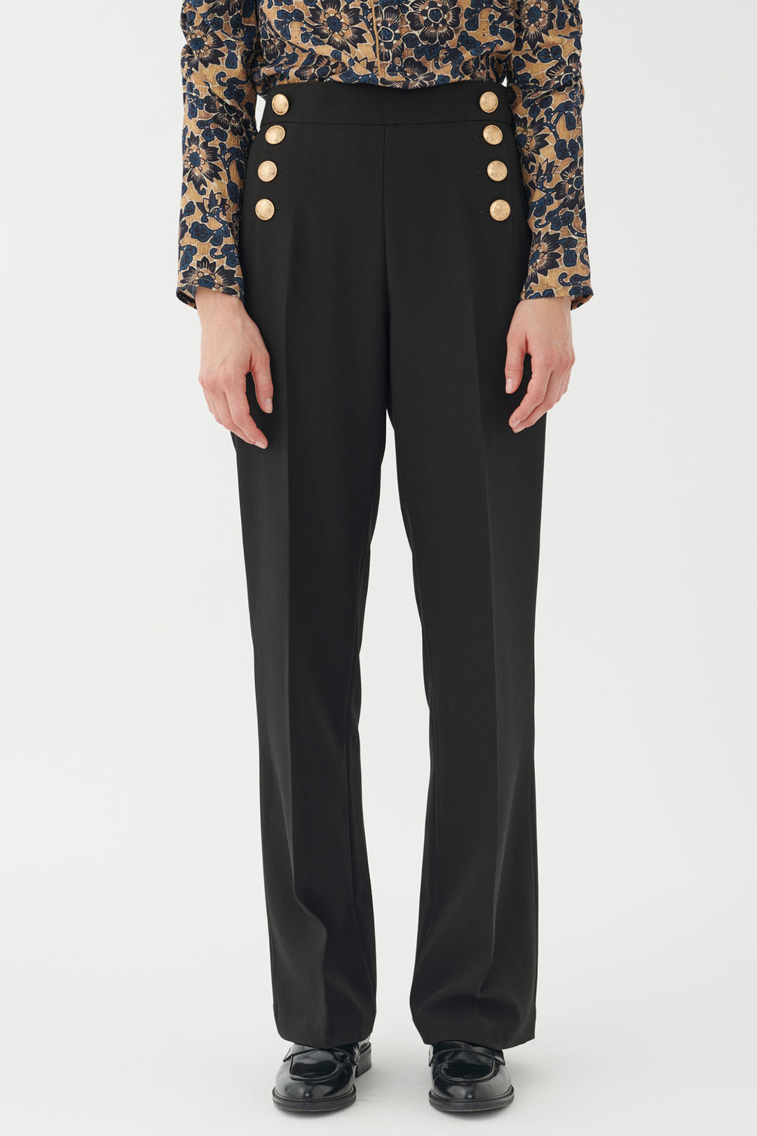Dea Kudibal Isobeldea Trousers Black Button Detail 0990724 1000 - Olivia Grace Fashion