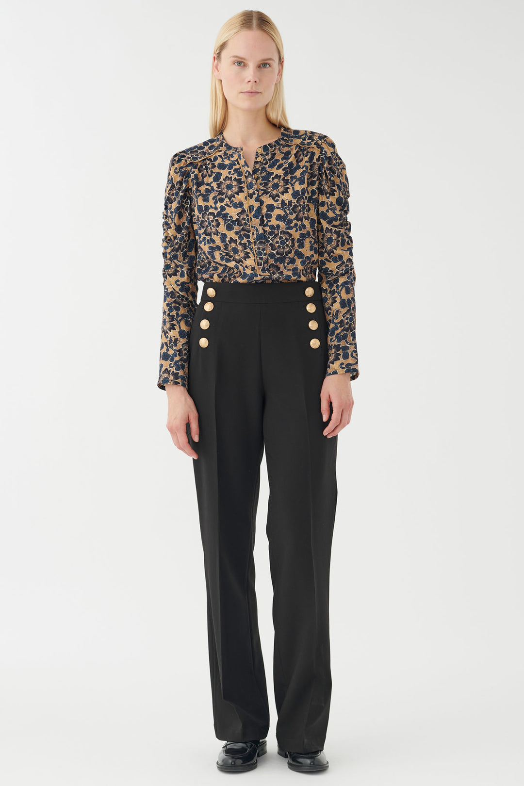 Dea Kudibal Isobeldea Trousers Black Button Detail 0990724 1000 - Olivia Grace Fashion