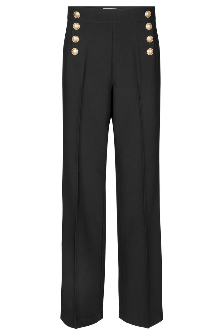 Dea Kudibal Isobeldea Trousers Black Button Detail 0990724 1000 - Olivia Grace Fashion