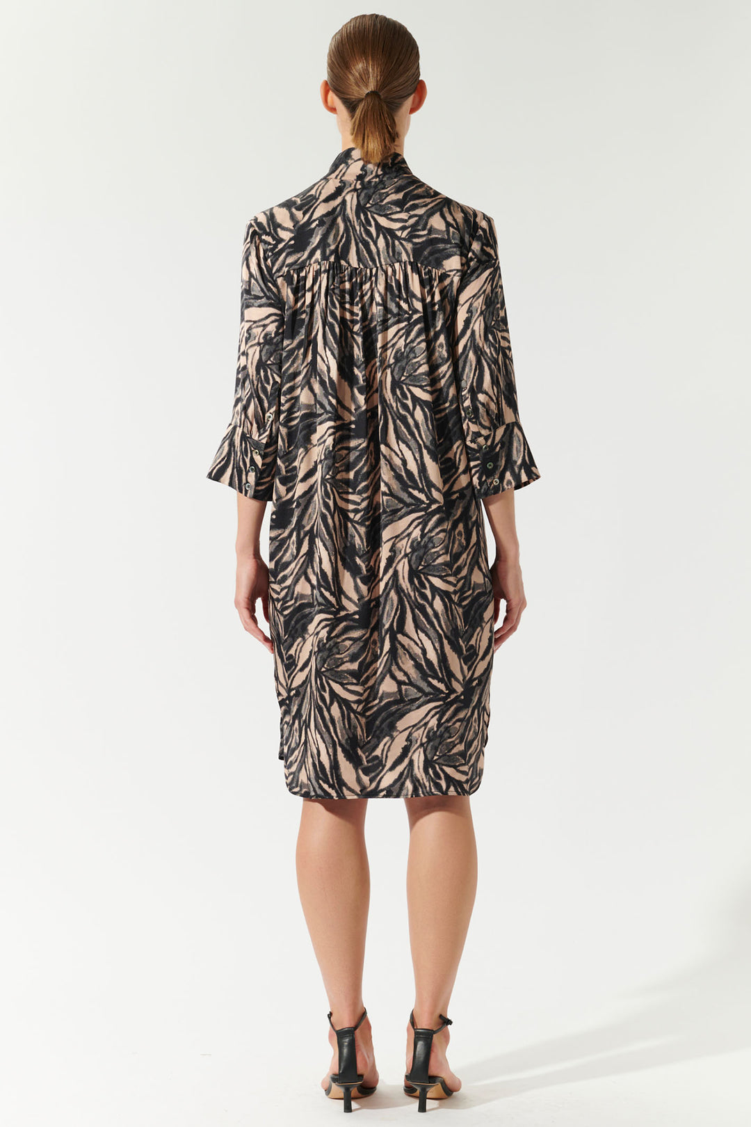 Dea Kudibal Kamillesdea Silk Shirt Dress Brown Penthera Print 1811024 5831 - Olivia Grace Fashion