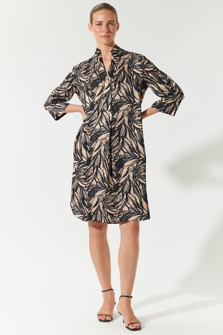 Dea Kudibal Kamillesdea Silk Shirt Dress Brown Penthera Print 1811024 5831 - Olivia Grace Fashion