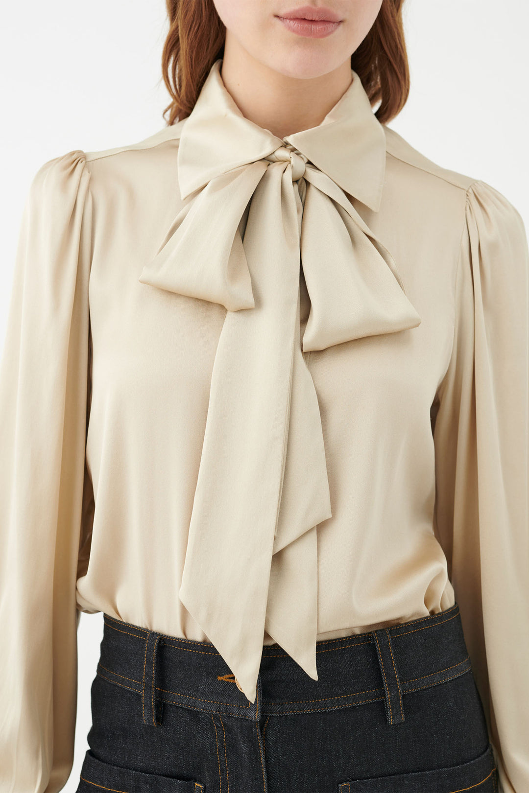 Dea Kudibal Kikkidea Silk Blouse With Bow Beach Beige 1730724 1565 - Olivia Grace Fashion