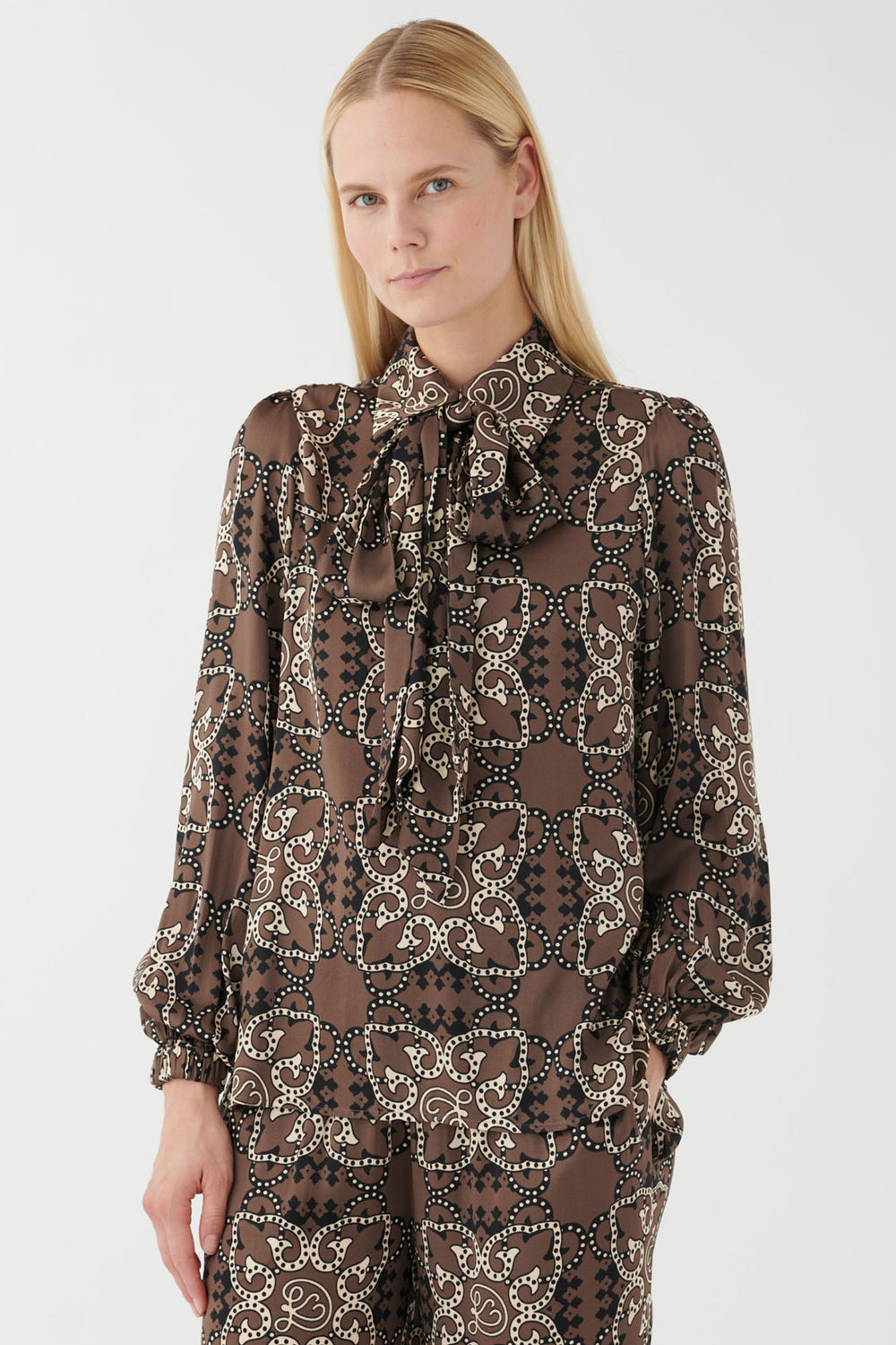 Dea Kudibal Kikkidea Silk Blouse With Bow Solitaire Brown 1500724 5794 - Olivia Grace Fashion