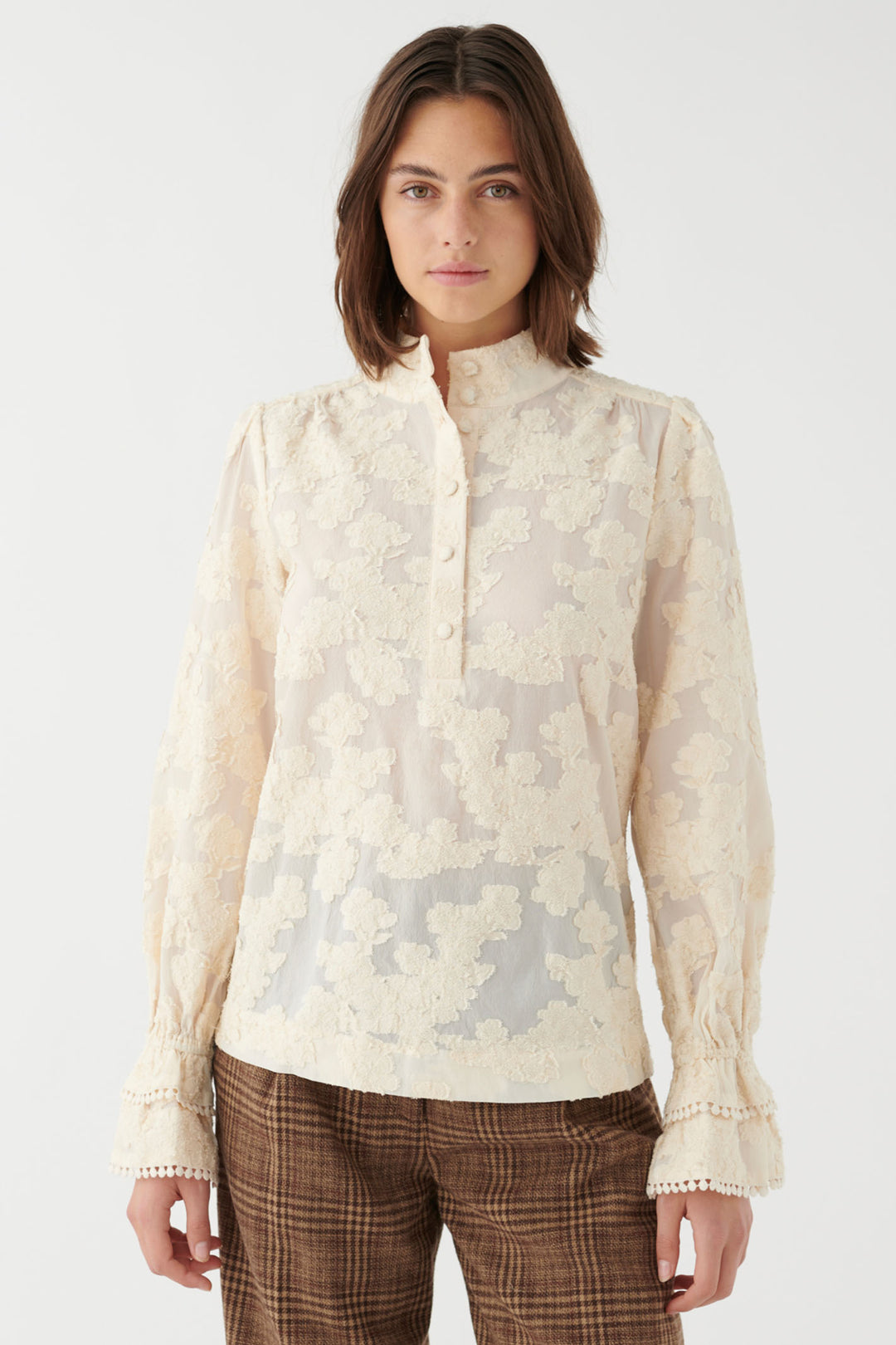 Dea Kudibal Malliniadea Blouse Ballon Sleeves Embroidered Cream 1640724 - Olivia Grace Fashion