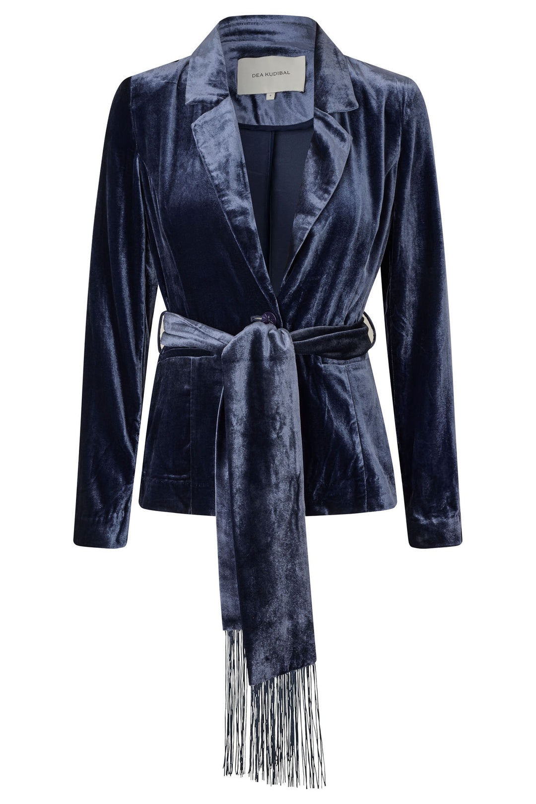 Dea Kudibal Malvadea Imperial Blue Velvet Blazer Jacket With Belt 0471024 2091 - Olivia Grace Fashion