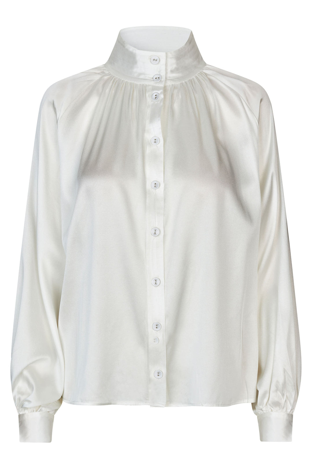 Dea Kudibal Nitadea Natural White Silk Blouse With Stand Collar 2001024 102 - Olivia Grace Fashion