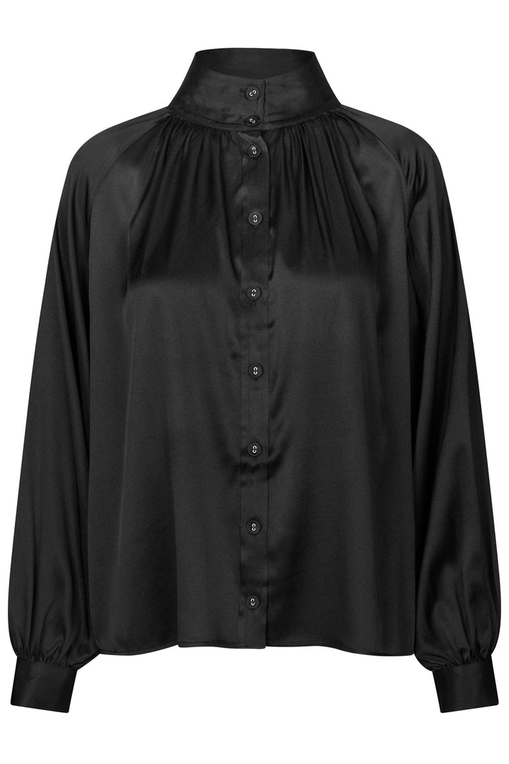 Dea Kudibal Nitadea Silk Blouse Black Stand Collar 1700724 1000 - Olivia Grace Fashion