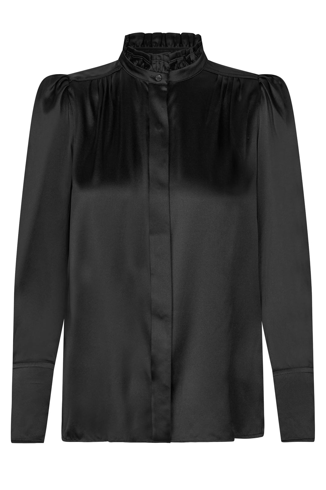 Dea Kudibal Robertadea Silk Shirt Blouse Black Ruffle 1921024 1000 - Olivia Grace Fashion