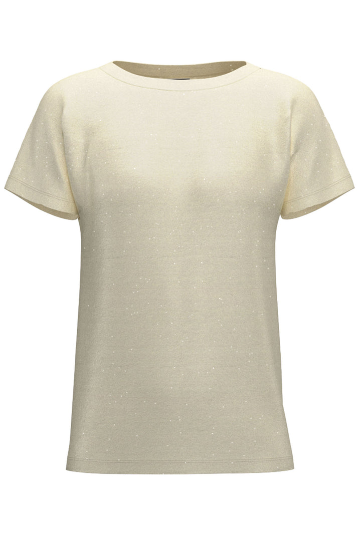 Emme Gastone 2415971111200 Cream Round Neck T-Shirt - Olivia Grace Fashion