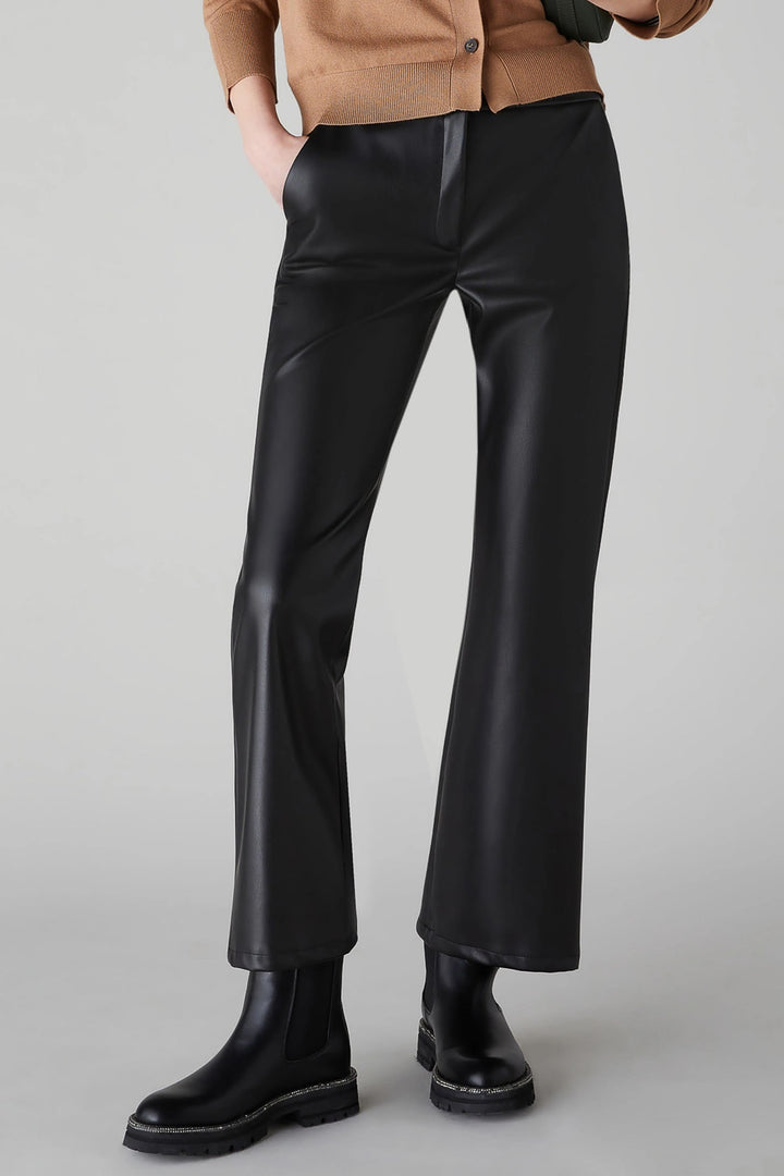 Emme Nabab 2425786061200 Black Faux Leather Trousers