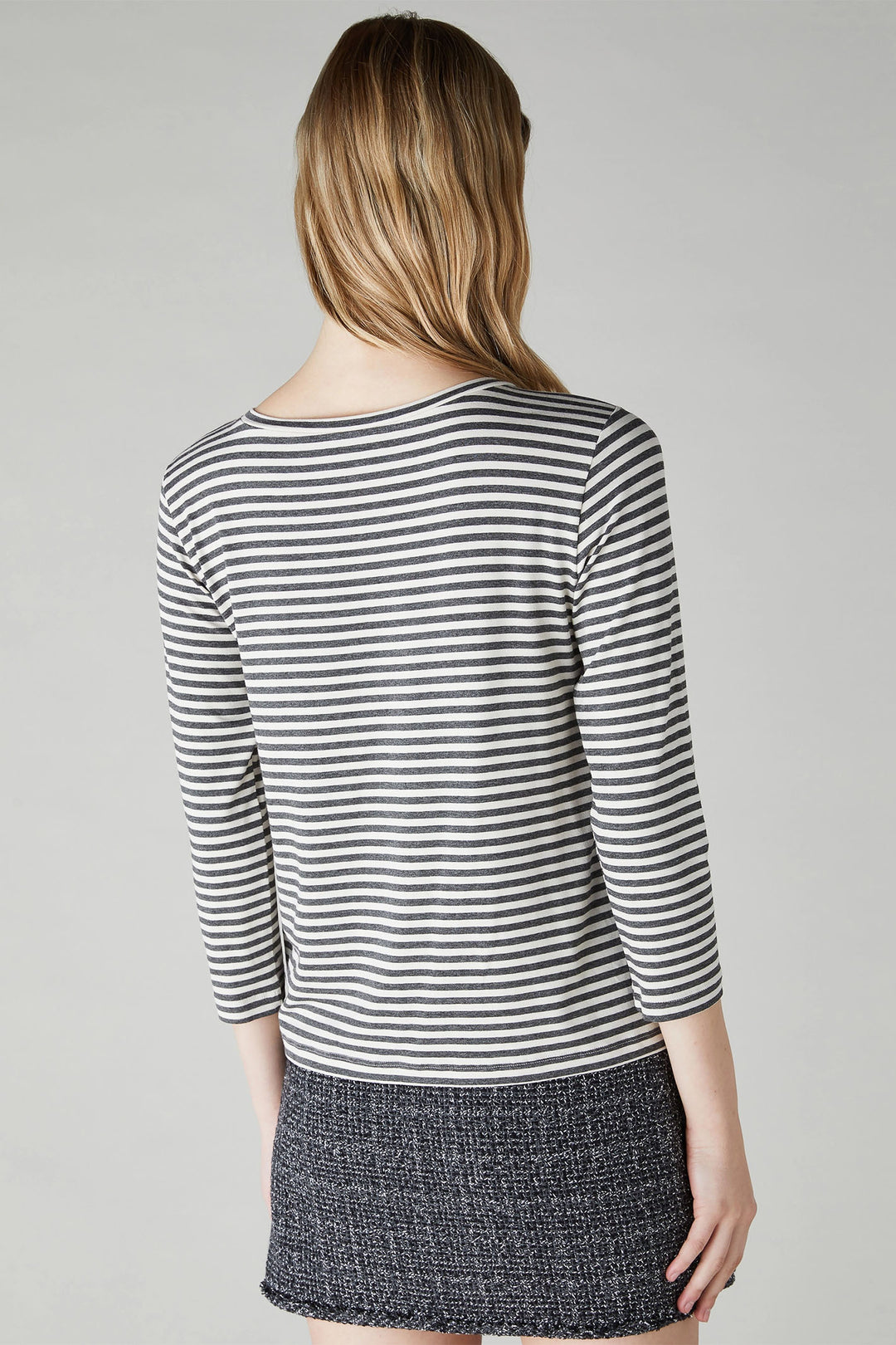 Emme Polpo 2425976011200 Grey Pinstripe Long Sleeve T-Shirt Top - Olivia Grace Fashion