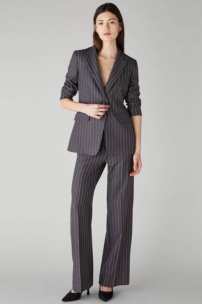 Emme Prologo 2425096031200 Dark Grey Pinstripe Two-Piece Suit - Olivia Grace Fashion