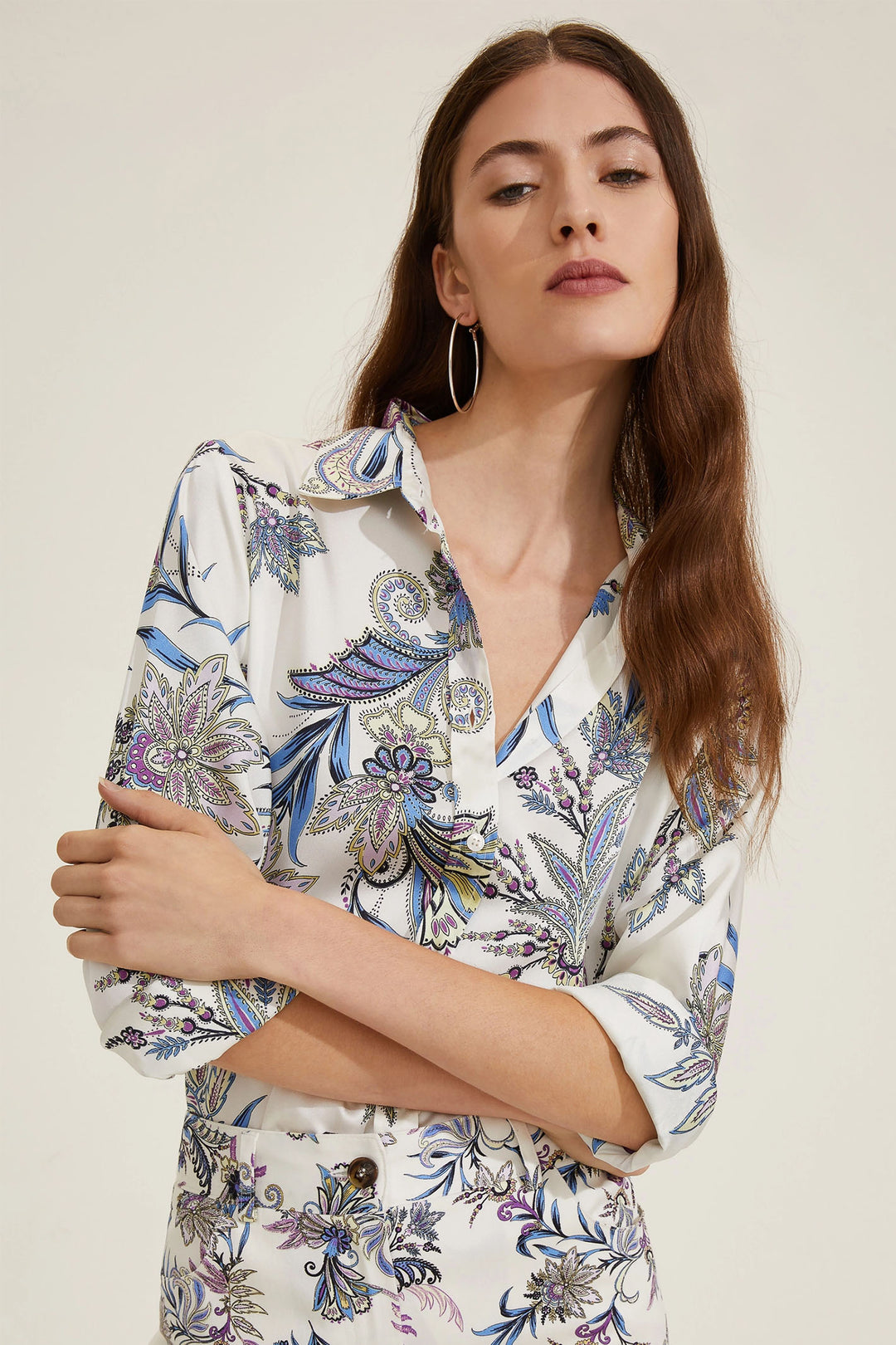 Emme Shirt Foce Cream Macro Floral Print 2515111101200 001