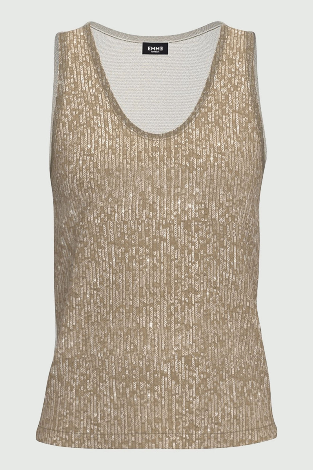 Emme Veneto Sequin Vest Top Beige 2425946021200