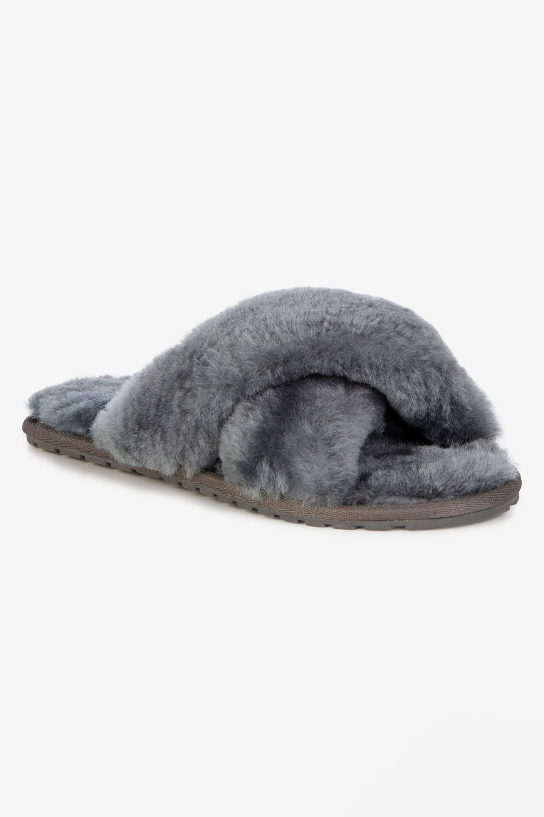 Emu Australia Crossover Slipper Mayberry Fluffy Charcoal W11573 - Olivia Grace Fashion