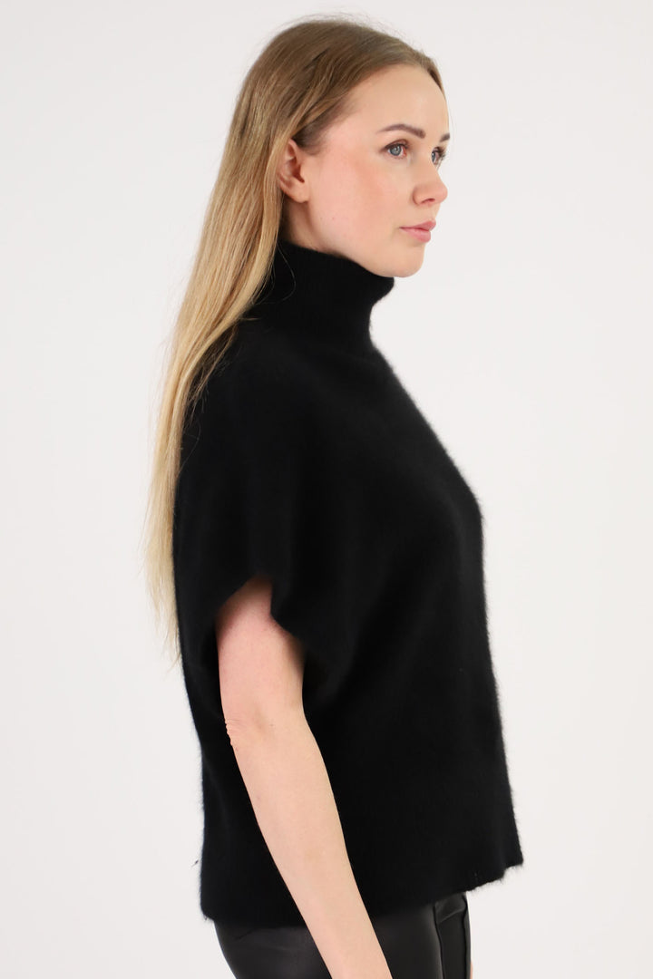 Estheme Jumper Black Roll Neck Short Sleeves JF4W060R - Olivia Grace Fashion