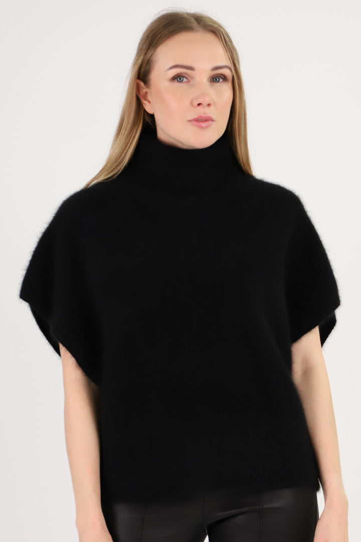 Estheme Jumper Black Roll Neck Short Sleeves JF4W060R - Olivia Grace Fashion