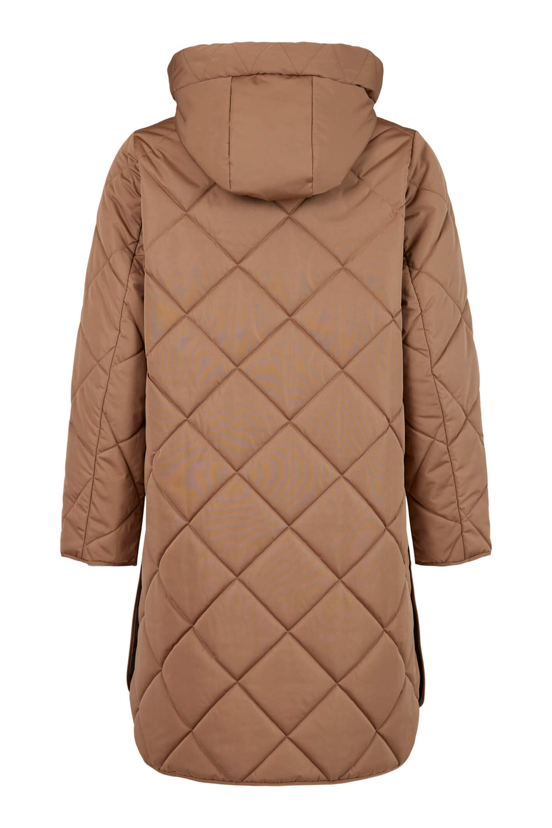 Frandsen 713-357-16 Light Brown Diamond Padded Hooded Coat - Olivia Grace Fashion