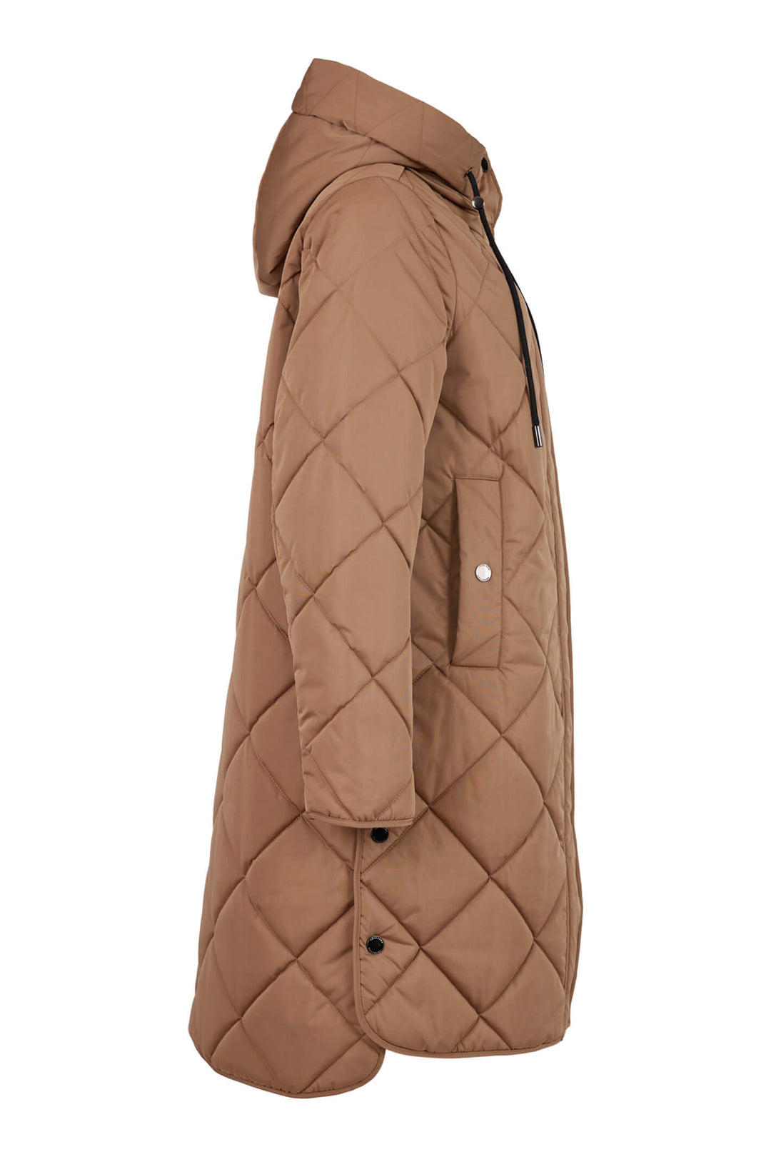 Frandsen 713-357-16 Light Brown Diamond Padded Hooded Coat - Olivia Grace Fashion