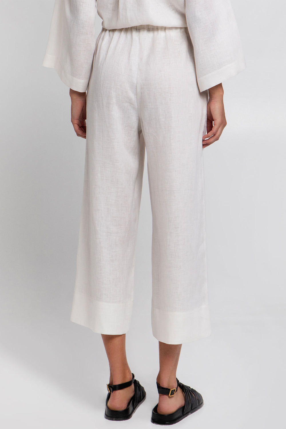 Greek Archaic Kori S25K-110431 White Linen Trousers - Olivia Grace Fashion