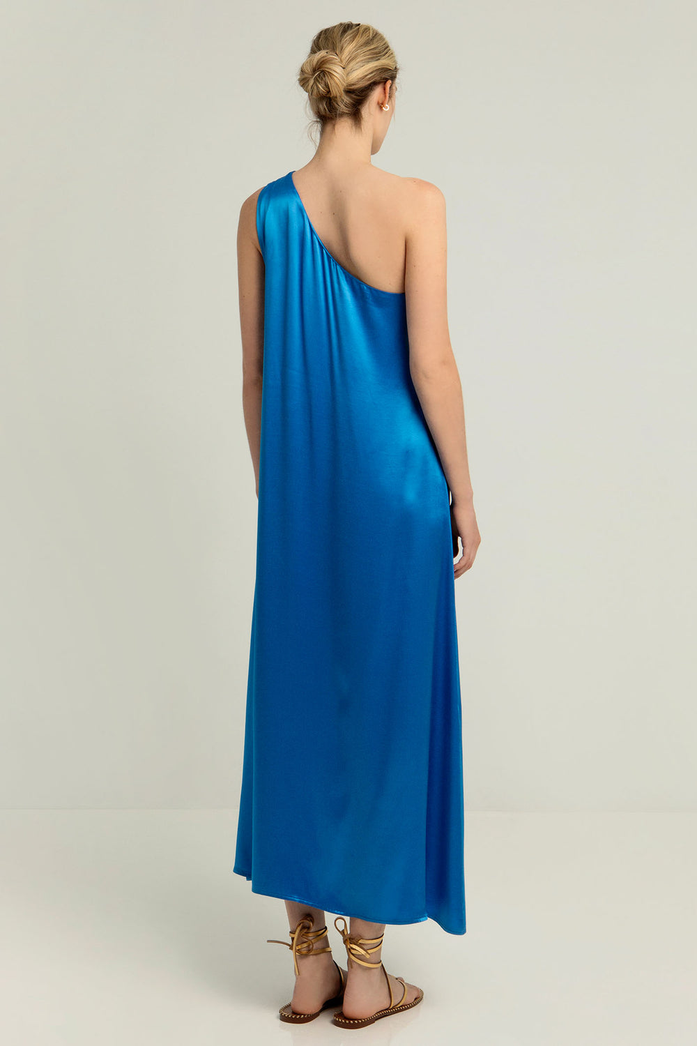 Greek Archaic Kori S25K-130952 Blue One Shoulder Maxi Dress - Olivia Grace Fashion