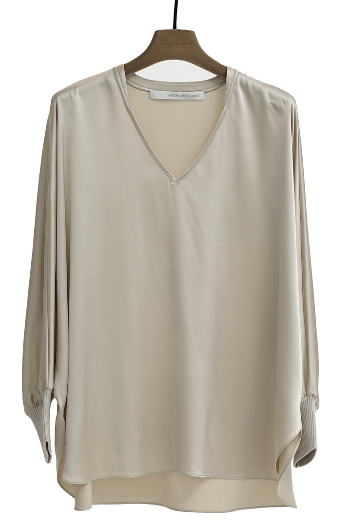 Herzen's Angelegenheit 25244-6108 Marzipan Taupe Silk Blouse - Olivia Grace Fashion