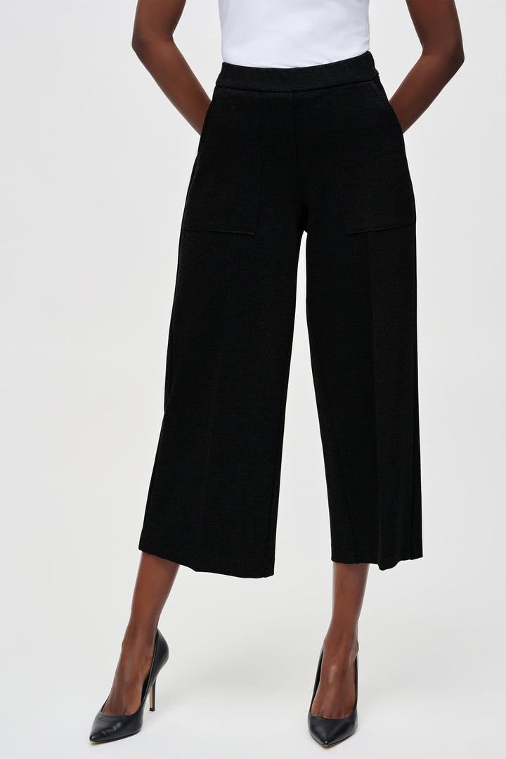 Joseph Ribkoff Culotte Trousers Black Jersey Pull-On 243259 - Olivia Grace Fashion