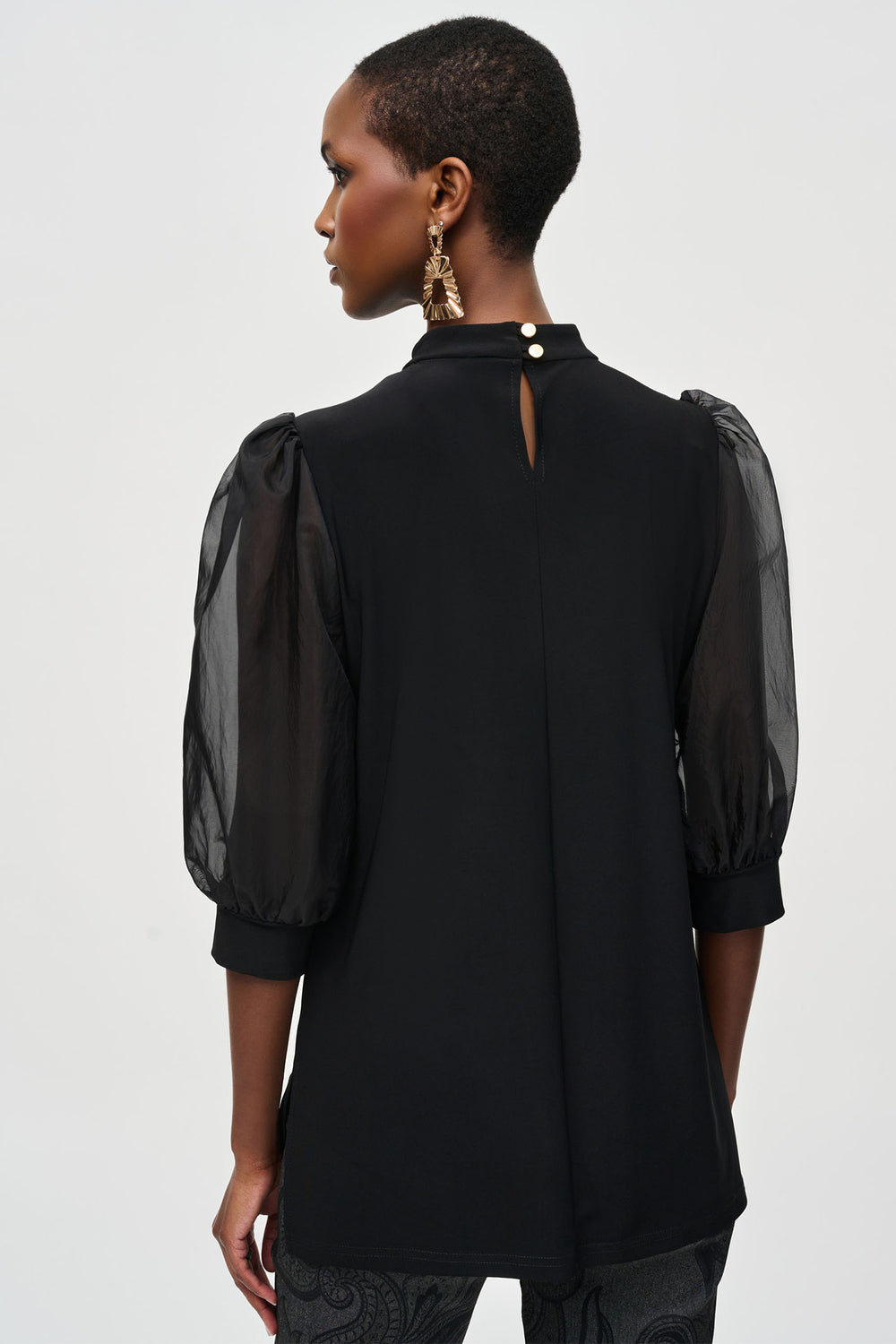 Joseph Ribkoff Tunic Top Black Sheer Sleeves 243257 - Olivia Grace Fashion