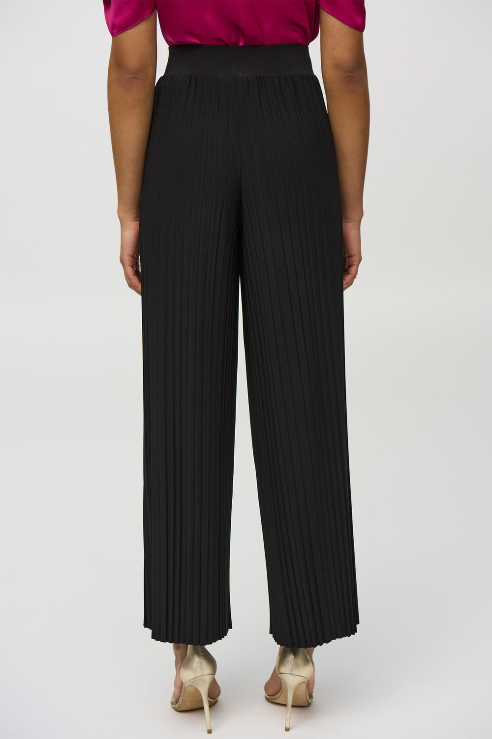 Joseph Ribkoff Wide Leg Pleated Trousers Black 244169 - Olivia Grace Fashion