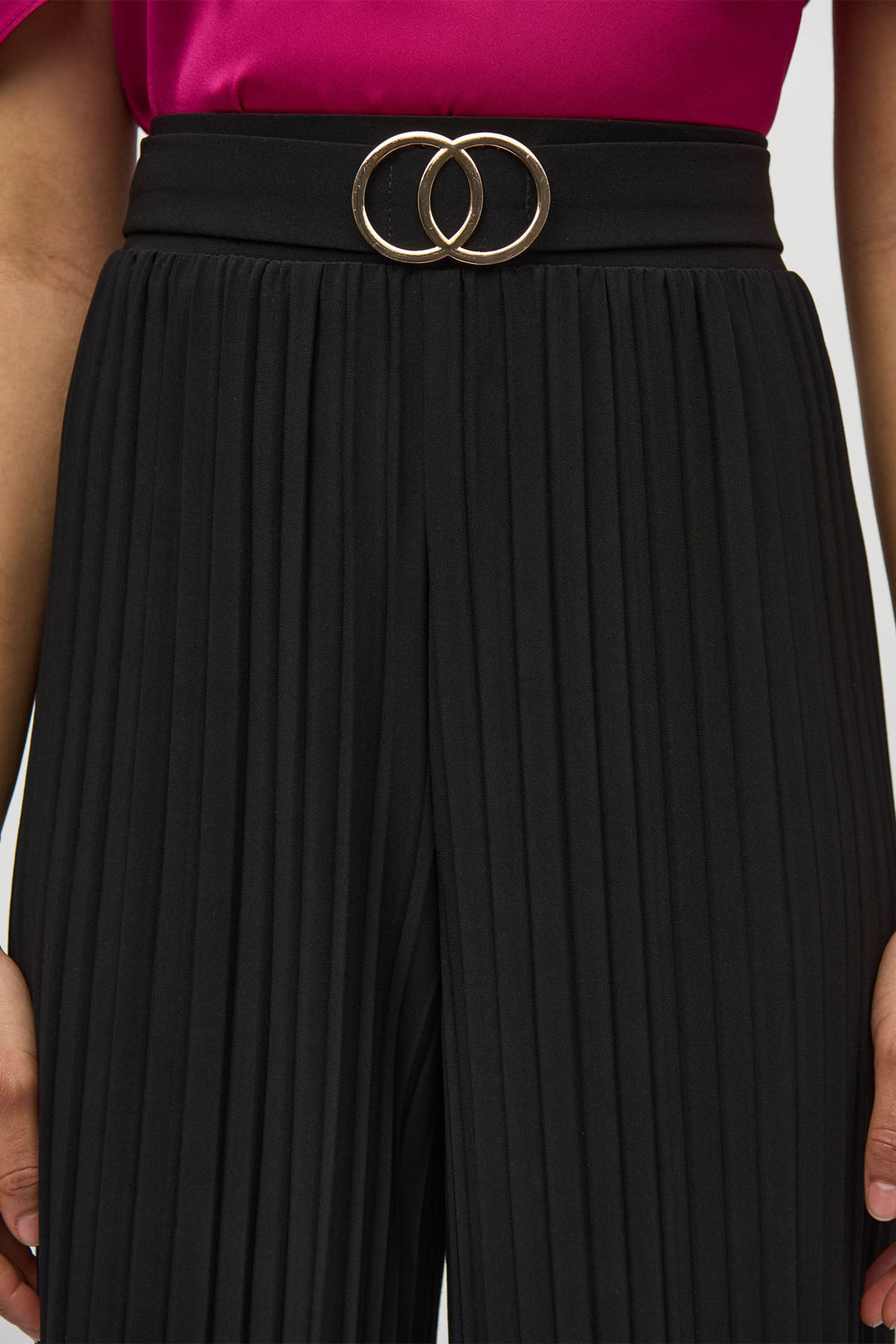 Joseph Ribkoff Wide Leg Pleated Trousers Black 244169 - Olivia Grace Fashion