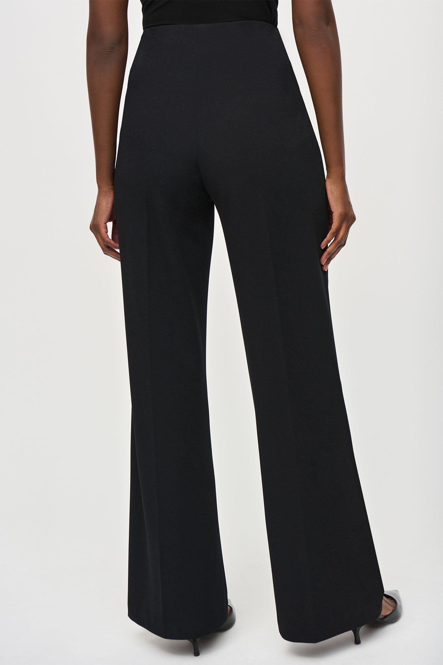 Joseph Ribkoff 243046 Wide Leg Trousers Black Pull On Button Detail Olivia Grace Fashion