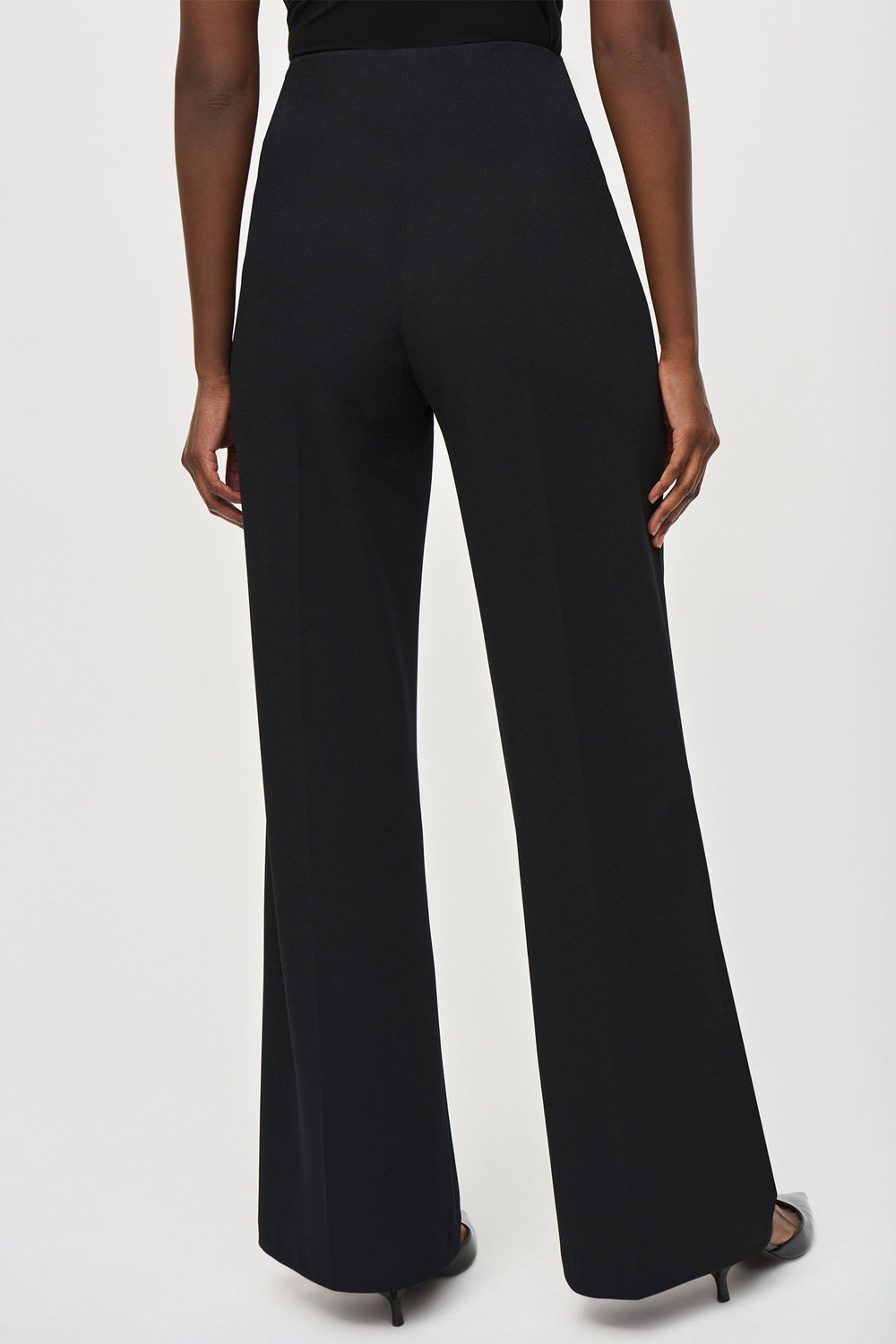 Joseph Ribkoff Wide Leg Trousers Black Pull-On Button Detail 243046 - Olivia Grace Fashion
