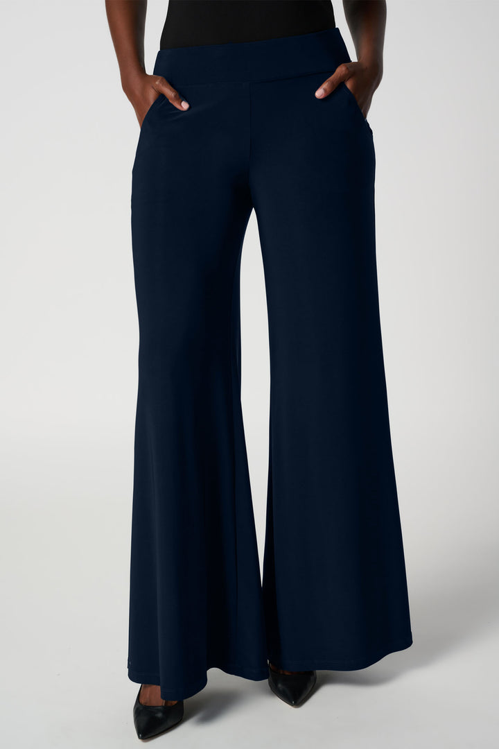 Joseph Ribkoff Wide Leg Trousers Pull On Iguana Blue 161096 - Olivia Grace Fashion