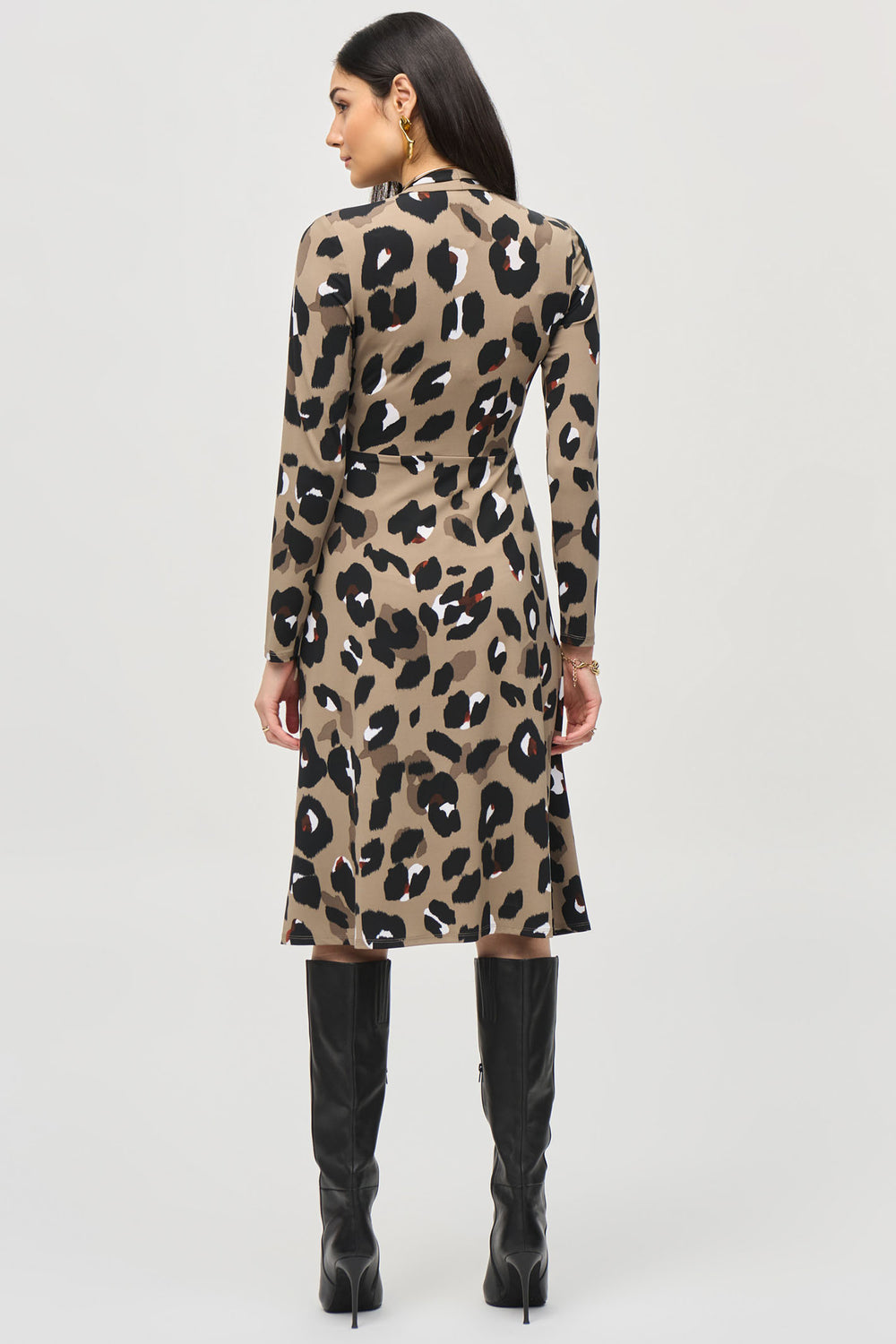 Joseph Ribkoff Wrap Style Dress Black Multi Print With Sleeves 243173 - Olivia Grace Fashion