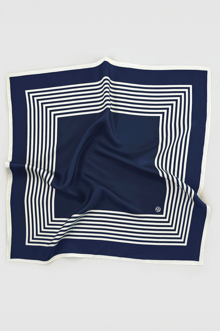 Lescarf Scarf No.12 Silk Navy White 1001N - Olivia Grace Fashion